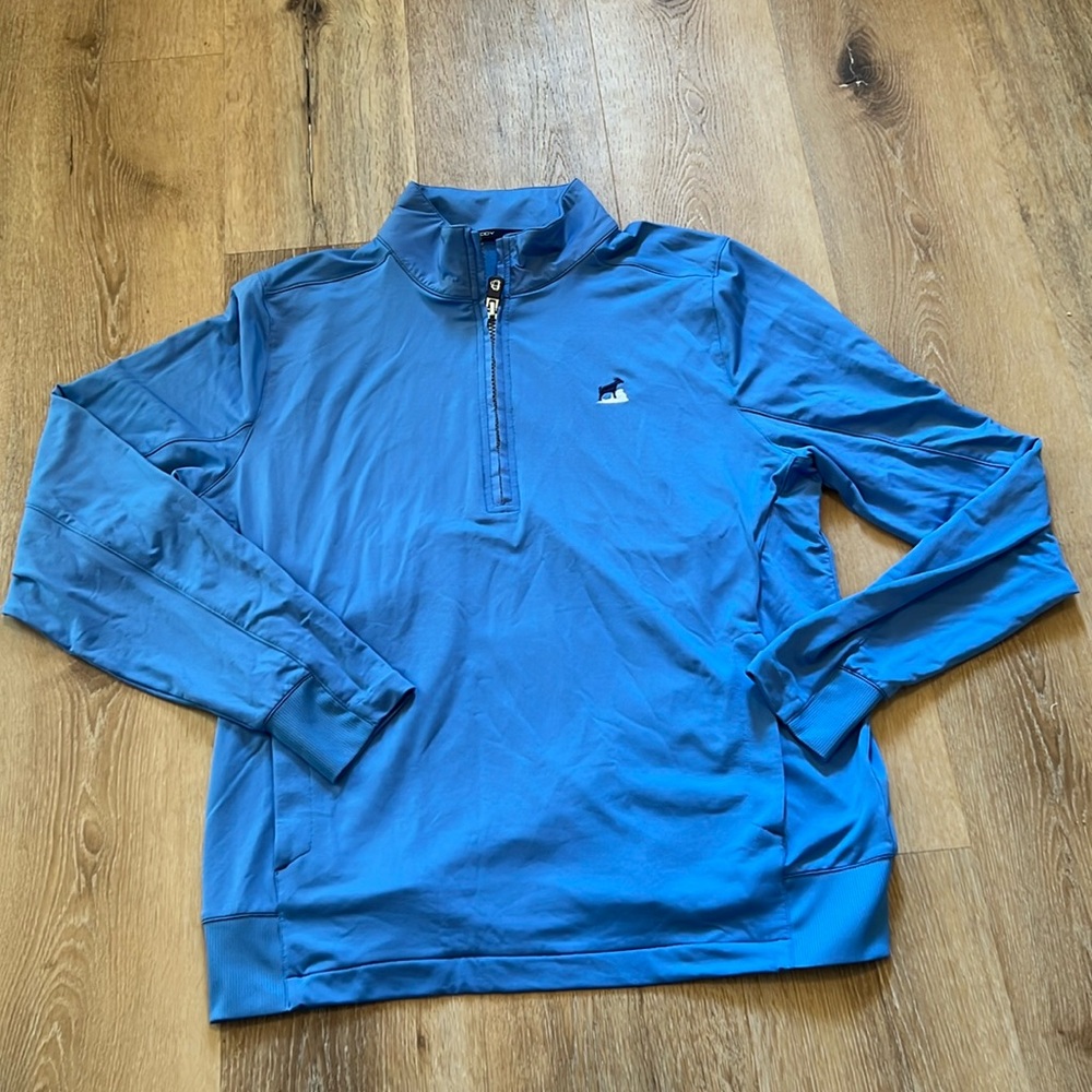 B Draddy 1/4 Zip Golf Pullover Sweatshirt Mens Size L Blue Lightweight